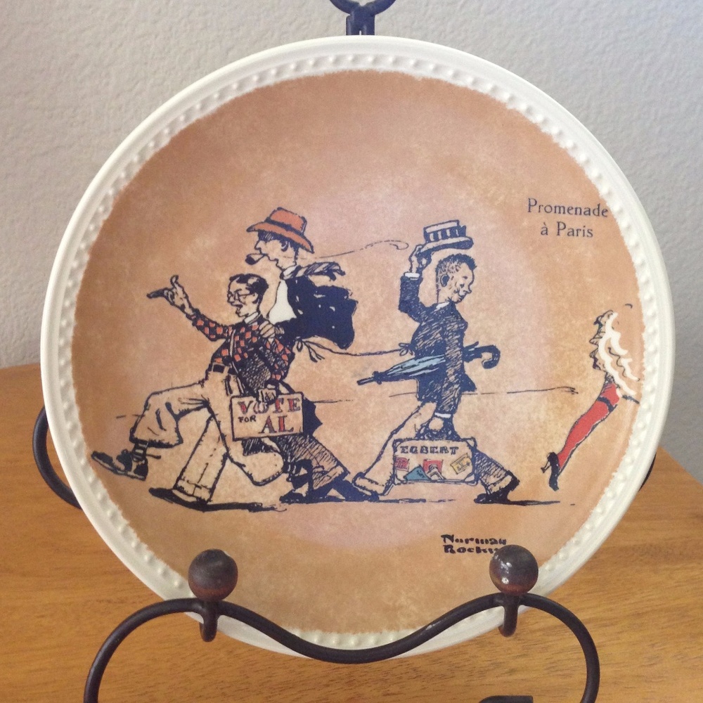 Vintage Newell Pottery Promenade A Paris Norman Rockwell On Tour Collector Plate